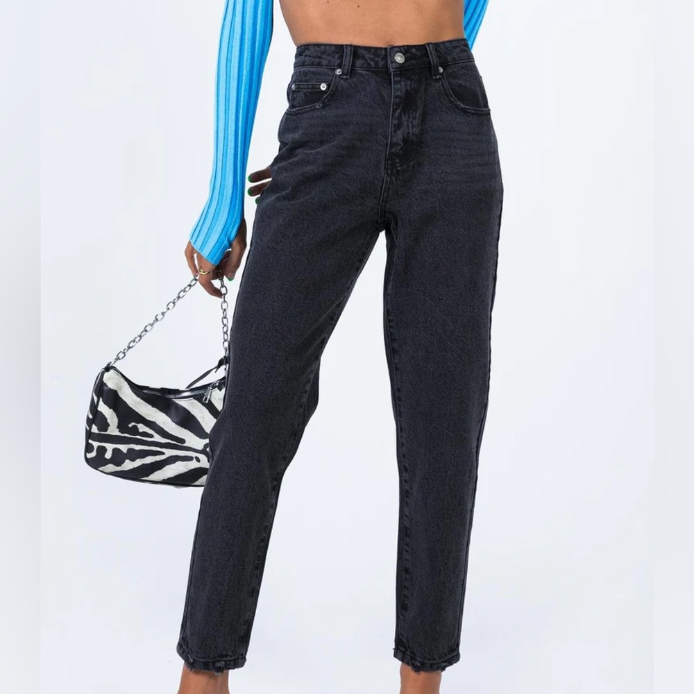 Princess Polly Straight Leg Jeans Black Denim Size 0